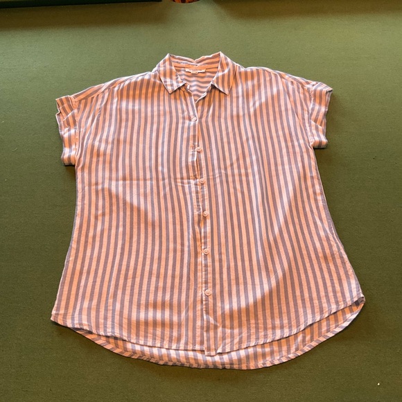 beachlunchlounge Striped Button Down Shirt blue and White medium like new - Picture 1 of 4